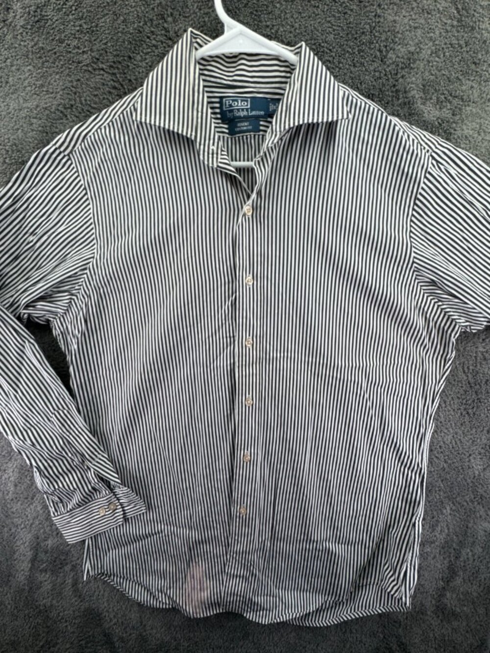 Polo Ralph Lauren Striped Gray Button Up Shirt 16 34/35 Regent Custom Fit Cotton
